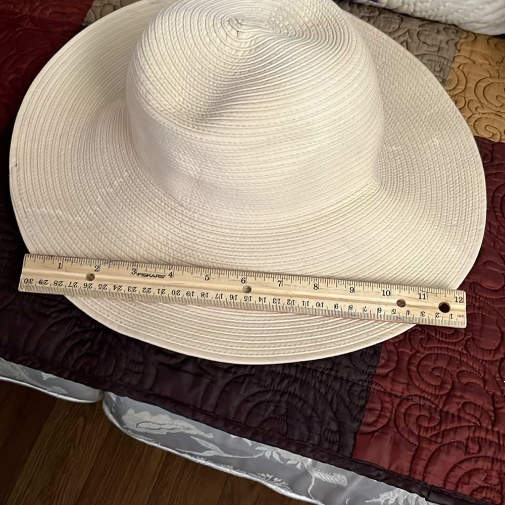 Cream Felt Wide-Brim Hat with Botanical Design.  NWOT - Picture 6 of 7